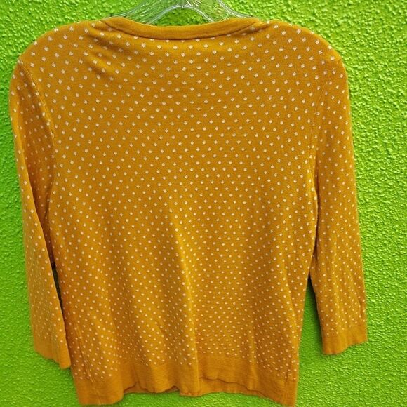 Talbots Yellow Knit Cardigan with Textured Pattern - Picture 3 of 3